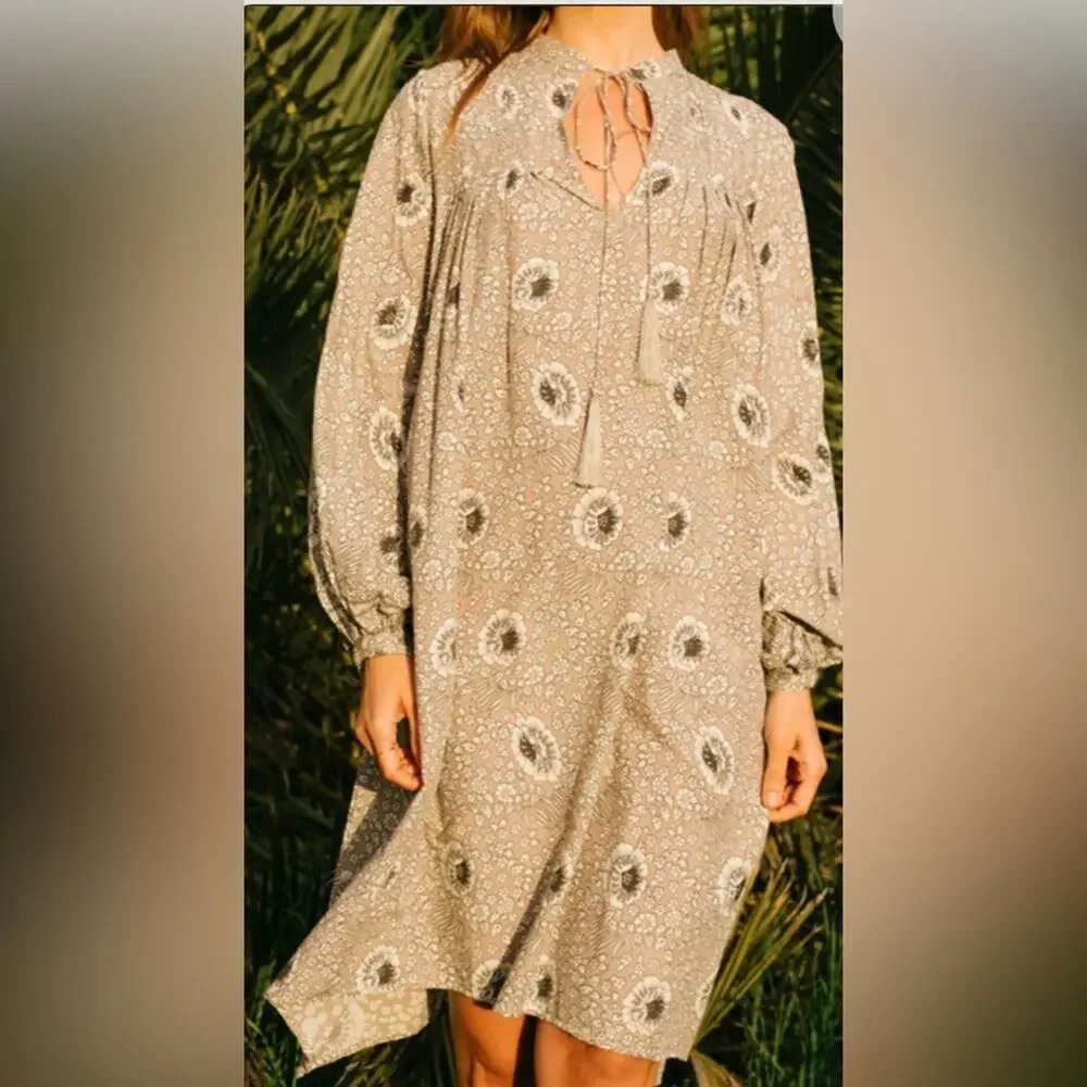 Natalie Martin Lizzy Short Dress Vintage Flowers Silver Size Small